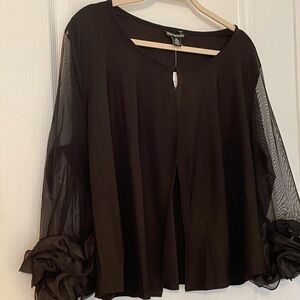 Women's Black Sheer Sleeve Crop Cover